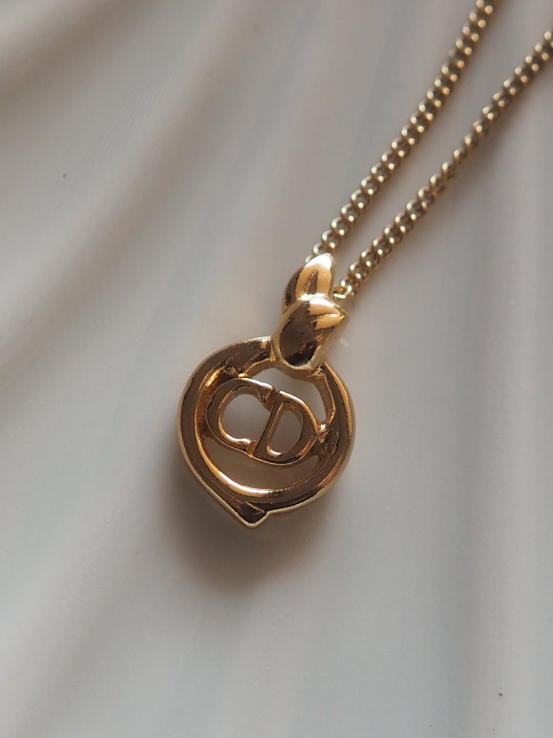 Christian Dior 迪奥 CD Logo 坠饰 项链 金色 古董 - 项链 - 其他金属 金色