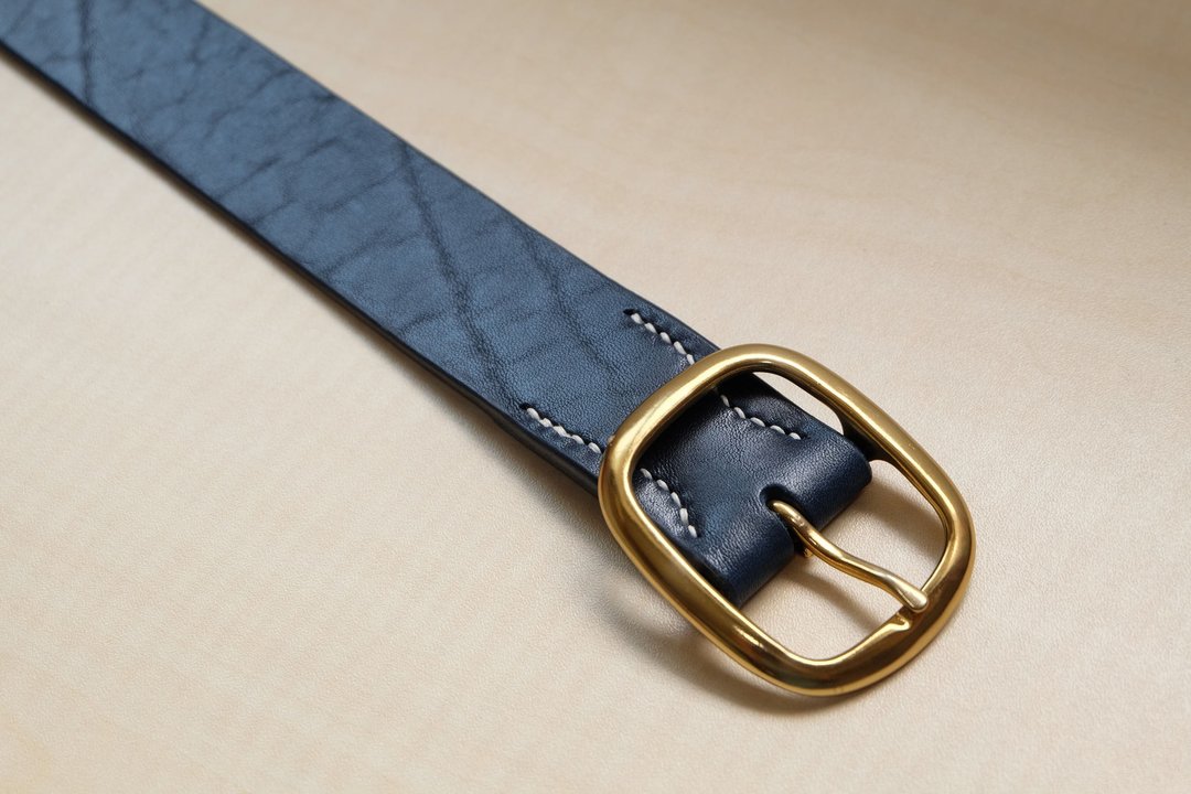 HiroLeatherworks 手缝英国植鞣牛颈纹皮带（可量身订制） - 皮带/腰带 - 真皮 蓝色