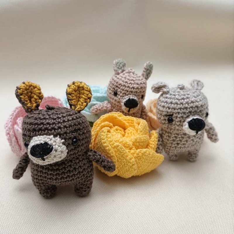 毛线吊饰 金属问号鈎 小兔钥匙圈 出清 - 钥匙链/钥匙包 - 羊毛 卡其色