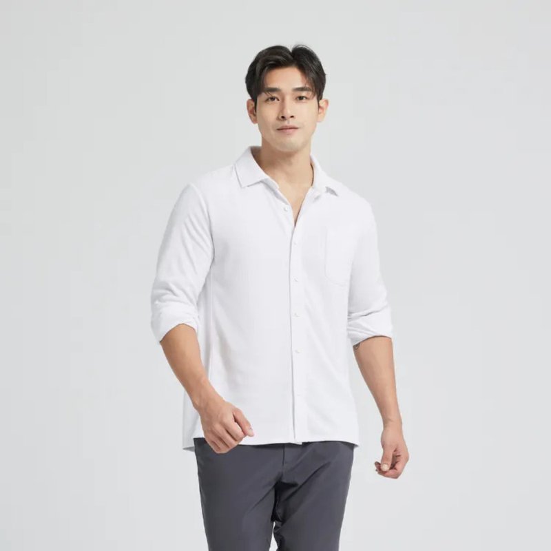 经典棉感白衬衫 (TCool 凉感透气) - 男装衬衫 - 聚酯纤维 白色