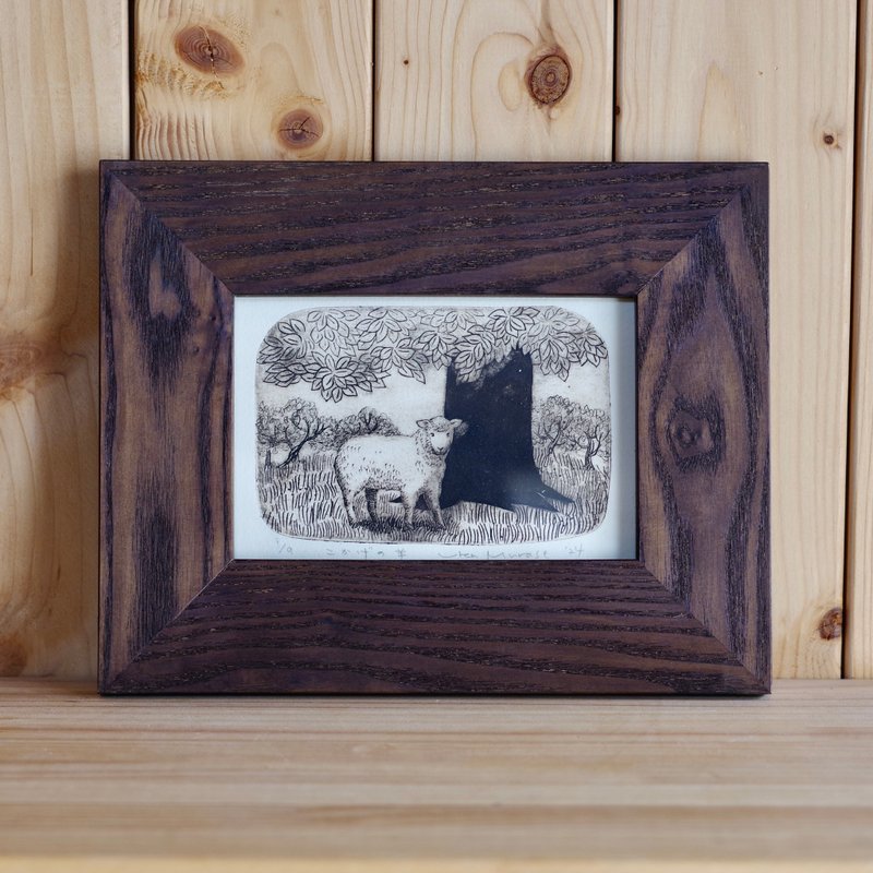 树下的羊   裱框印刷品 - 画框/相框 - 纸 咖啡色