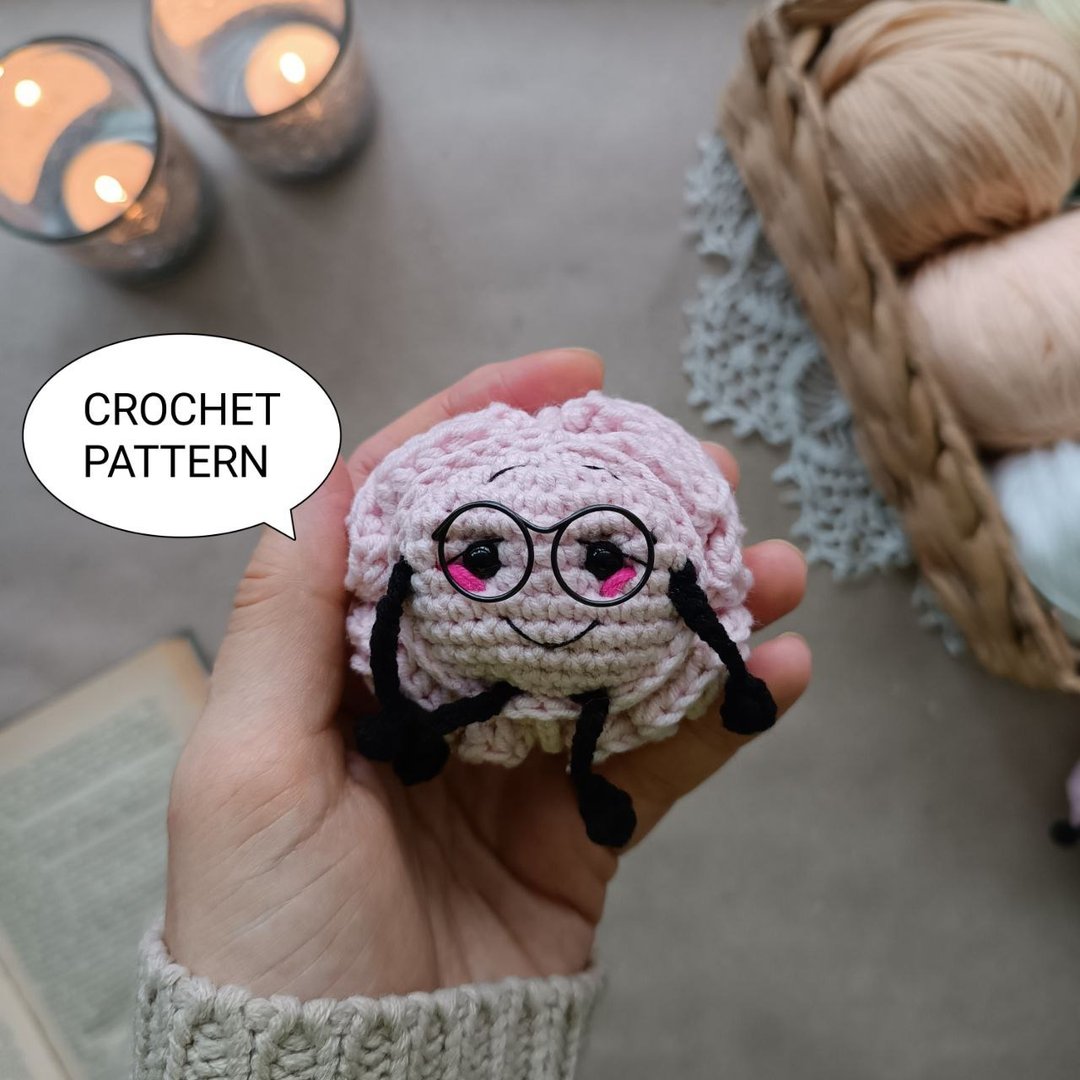 钩针图案大脑钥匙扣，amigurumi 大脑，解剖大脑钩针图案 - 手工艺教程/工具书 - 其他材质 