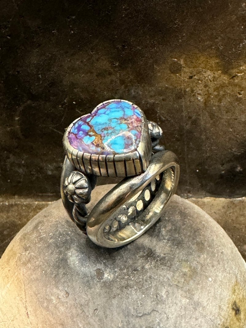 OOZEMETAL爱心绿松石戒指 - 戒指 - 银 