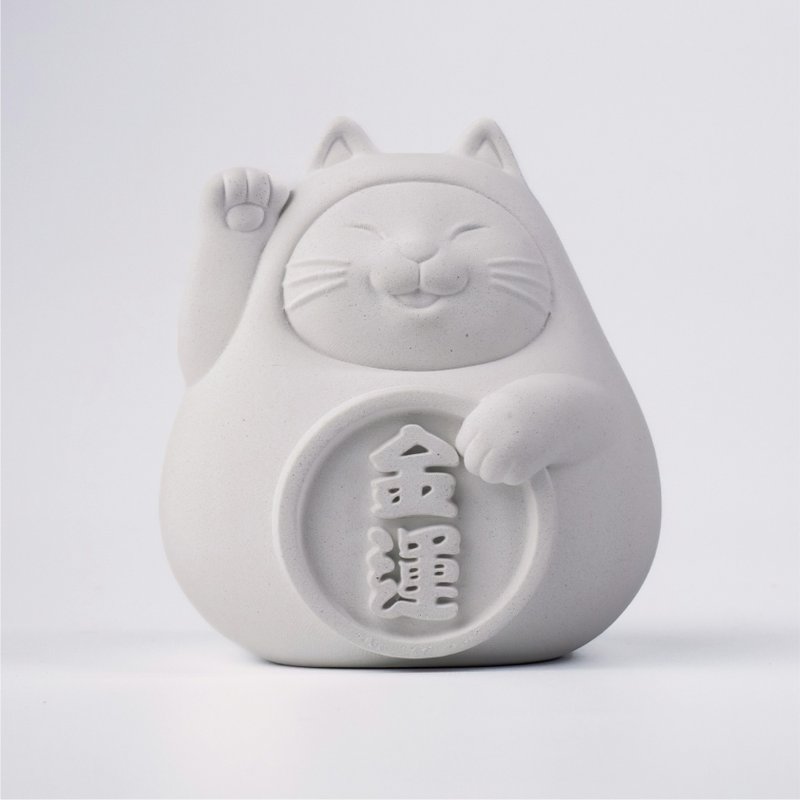 胖胖招财猫(大)  纯净白 - 香薰/精油/线香 - 水泥 白色