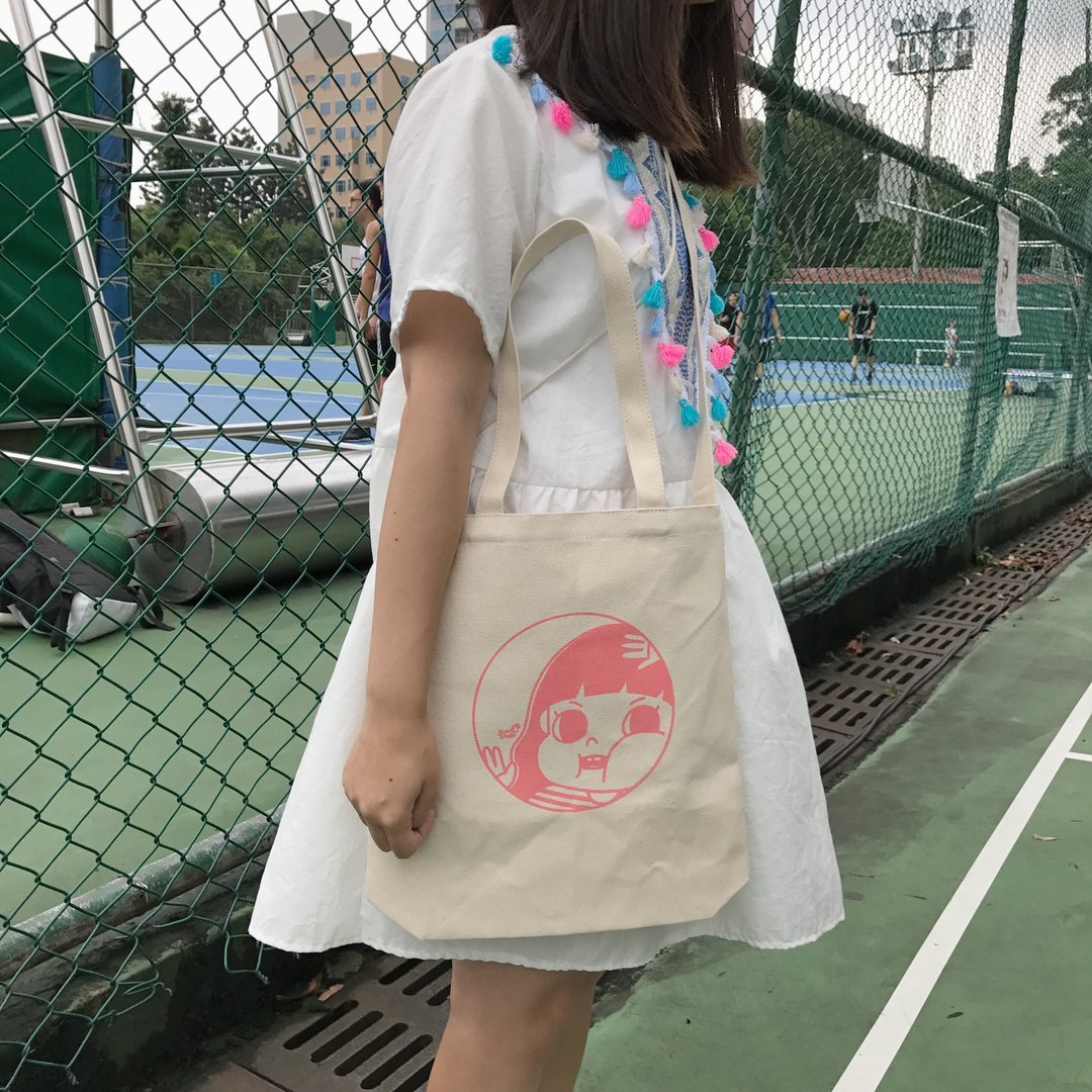 帆布袋 / 黏在墙上偷看你！ - 侧背包/斜挎包 - 棉 