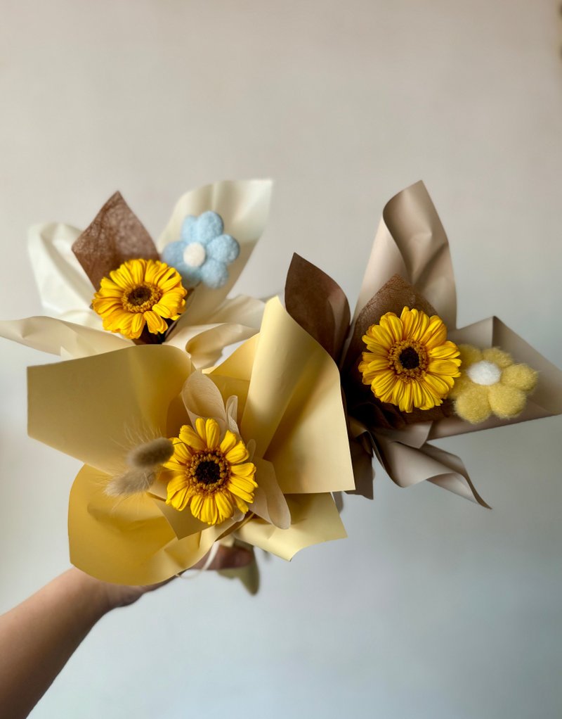 永生太阳花 单支花束 毕业花束 小花束 永生花 干燥花 - 干燥花/捧花 - 植物．花 黄色