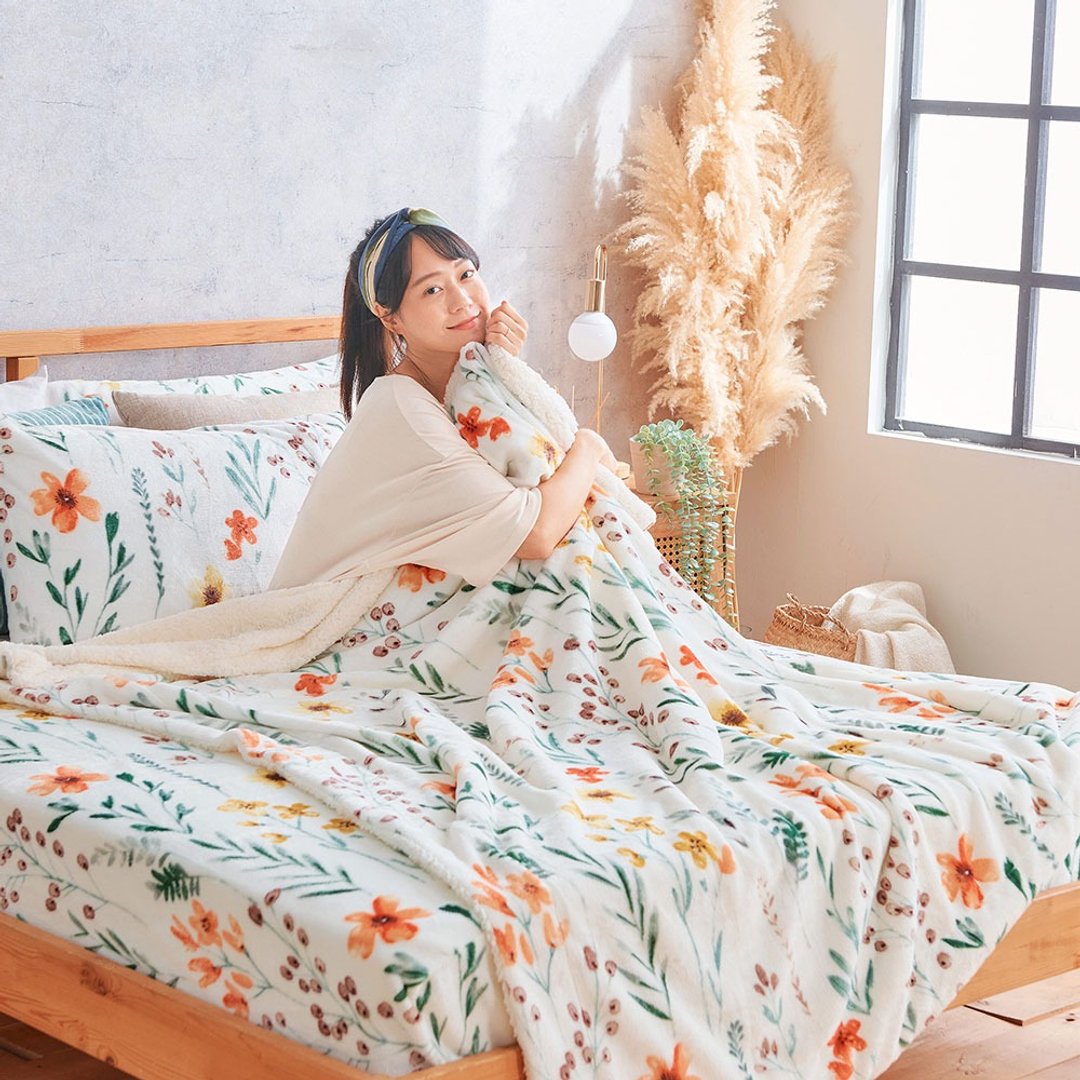 法兰绒羊羔绒毯 / 花间清晨 - 被子/毛毯 - 其他材质 多色