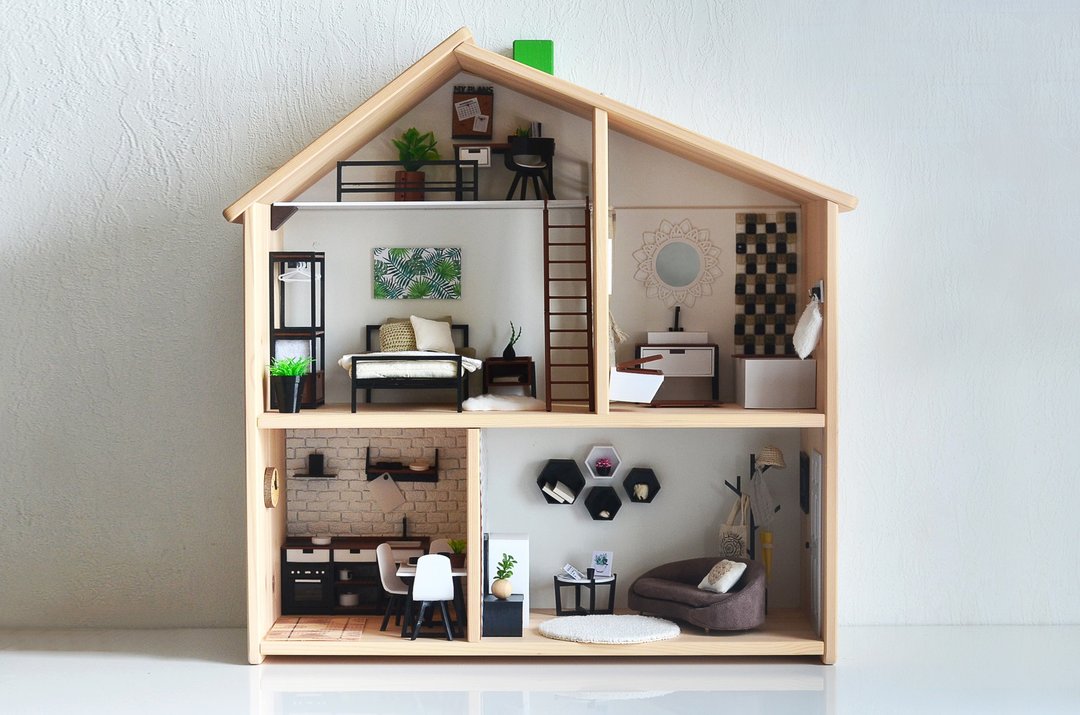 Miniature dollhouse big set of furniture for dolls. Scale 1/12 - 玩偶/公仔 - 塑料 多色