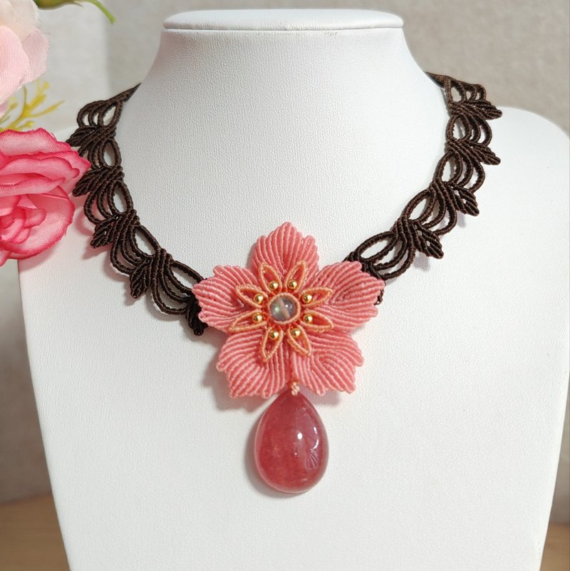 草莓晶项链 - 项链 - 半宝石 粉红色