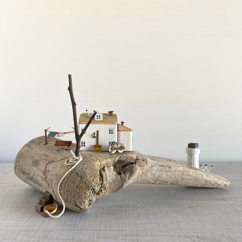 Driftwood Interior-Shiosai and Seagulls-W373-Cliff - 摆饰 - 木头 
