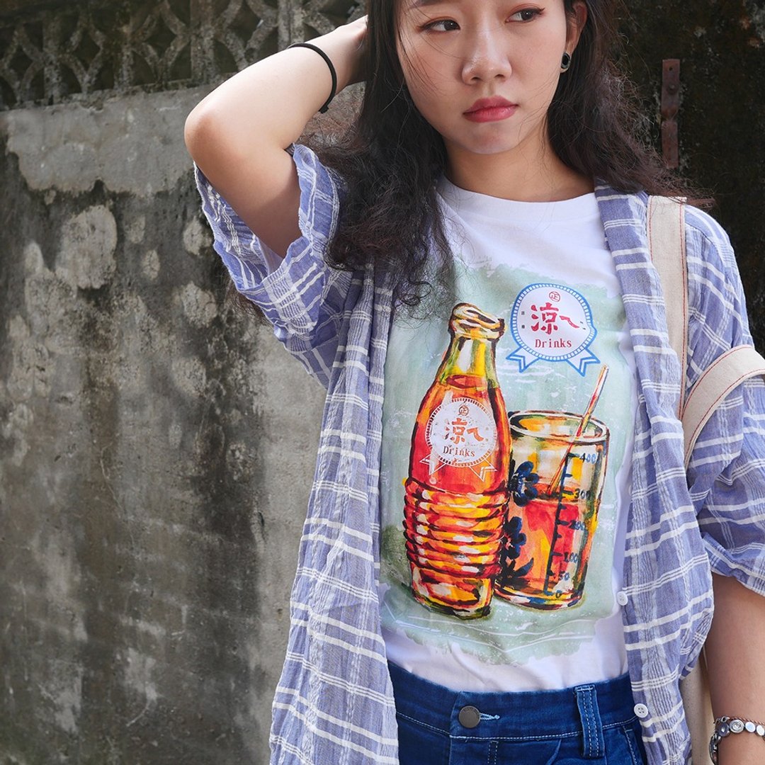 复古 T-shirt－凉ㄟ　男女皆宜　女生礼物推荐　汽水 - 男装上衣/T 恤 - 棉 