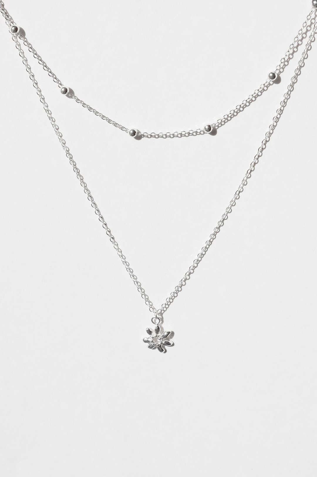 Daffodils Double Necklace 冬日水仙双层项链 - 项链 - 纯银 银色