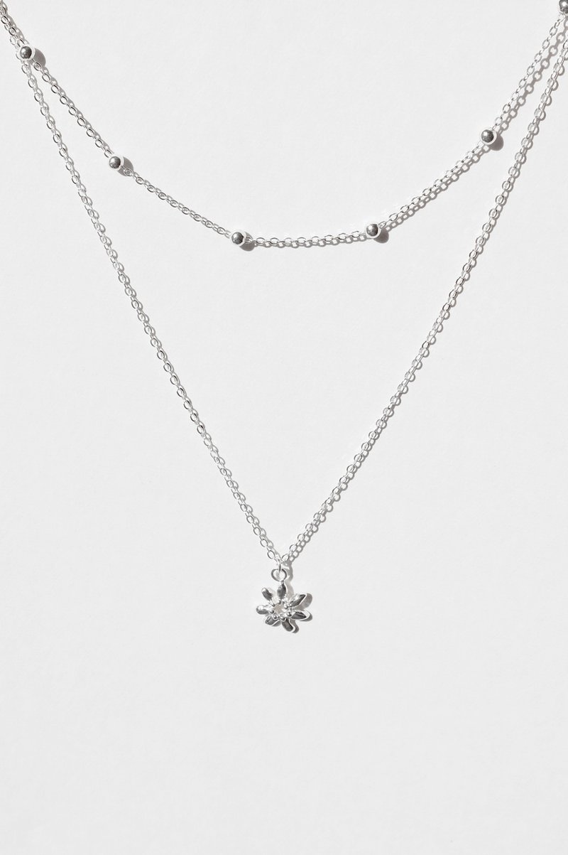Daffodils Double Necklace 冬日水仙双层项链 - 项链 - 纯银 银色
