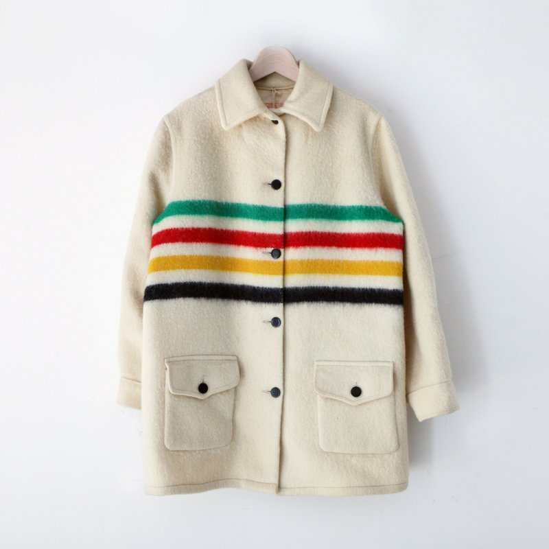 A ROOM MODEL - VINTAGE，CJ-3629 50’s HUDSON BAY BLANKET COAT - 女装西装外套/风衣 - 其他材质 白色