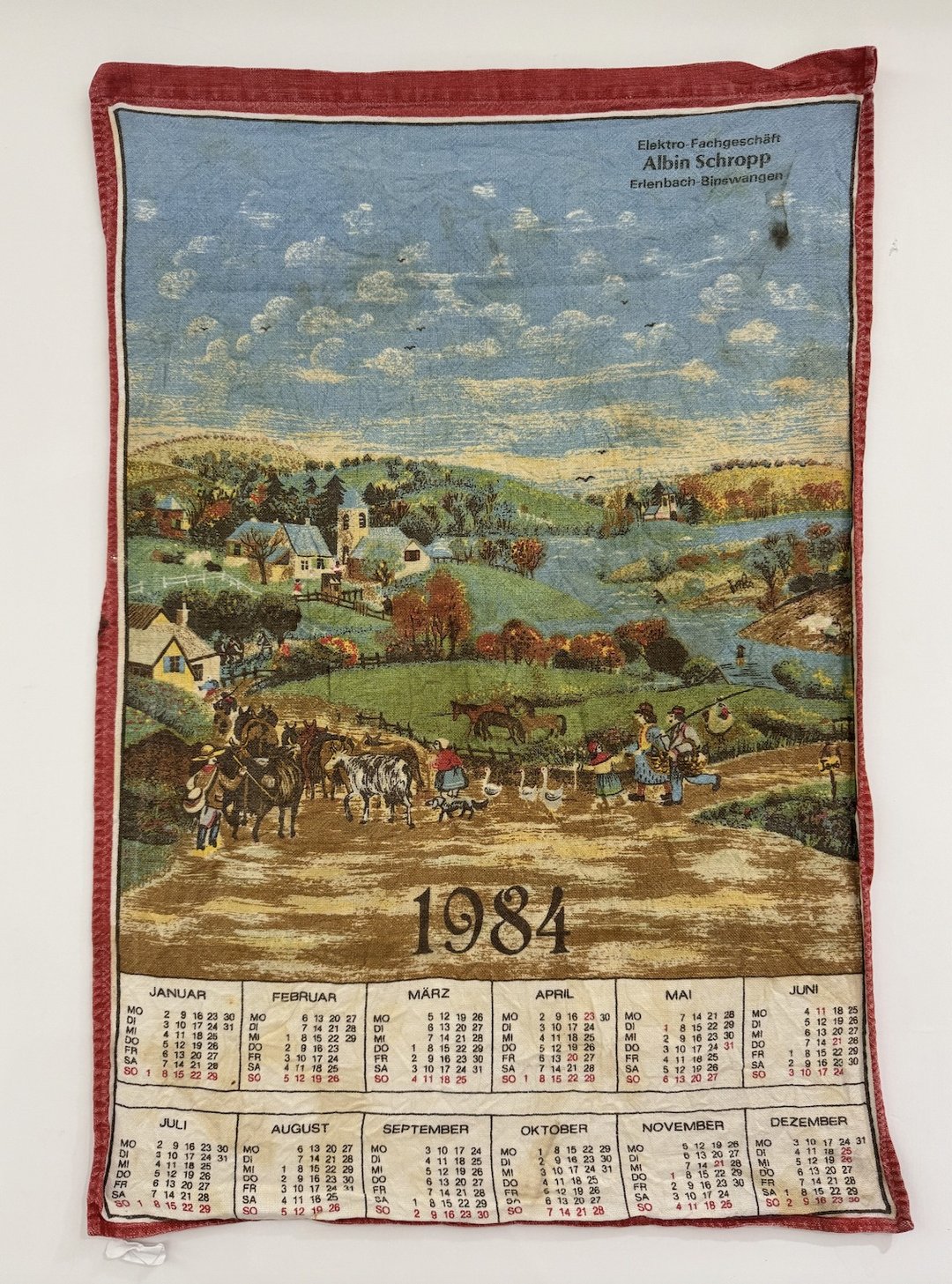 诞生年份 布历1984  Vintage Birthday Calendar - 门帘/门牌 - 棉 多色