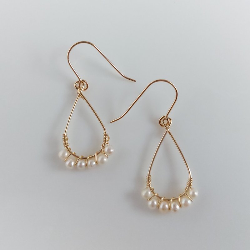 14kgf美国注金 天然珍珠耳环 | 手作定制 手链 项链 耳饰 饰品 - 耳环/耳夹 - 珍珠 