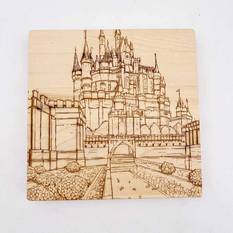 城堡系列　摆件　风格摆饰　雷射雕刻木件　家饰　餐厅咖啡厅装饰 - 墙贴/壁贴 - 木头 卡其色