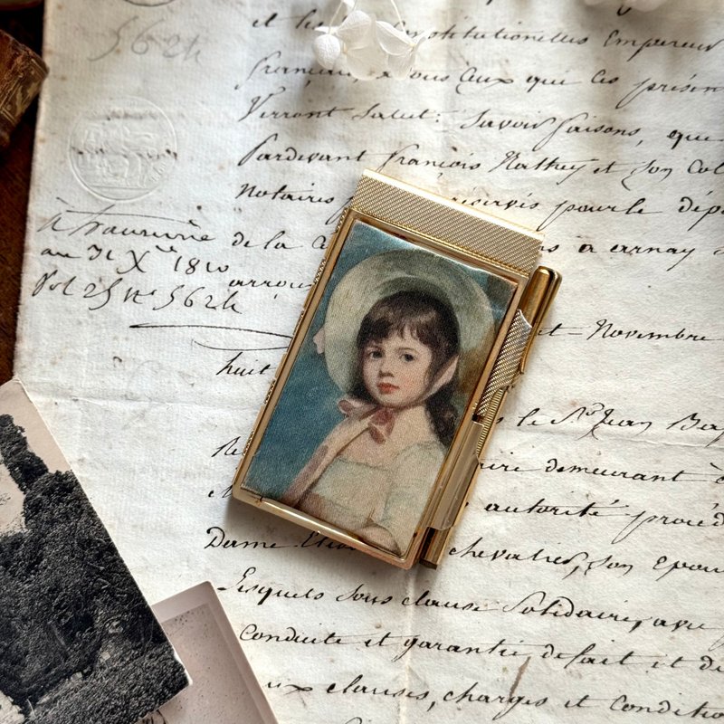 50469-法国古董迷你笔记本附镀金色原子笔 - 其他 - 其他金属 