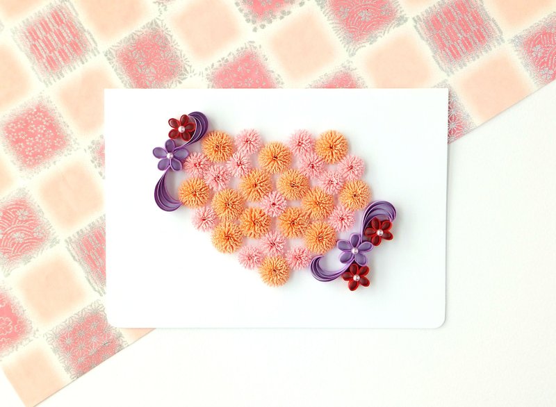 手作卷纸卡片-爱满满 圆点粉桃色 万用卡 情人卡 - 卡片/明信片 - 纸 粉红色