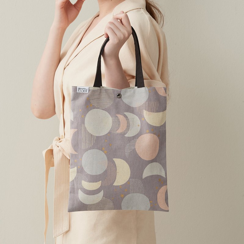 手提托特包 - 粉系星月 - 手提包/手提袋 - 棉．麻 粉红色