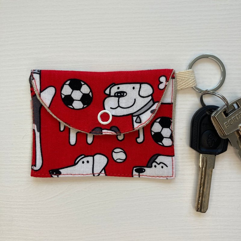 附钮扣证件套 9 厘米 x 6.5 厘米 - 名片夹/名片盒 - 棉．麻 红色