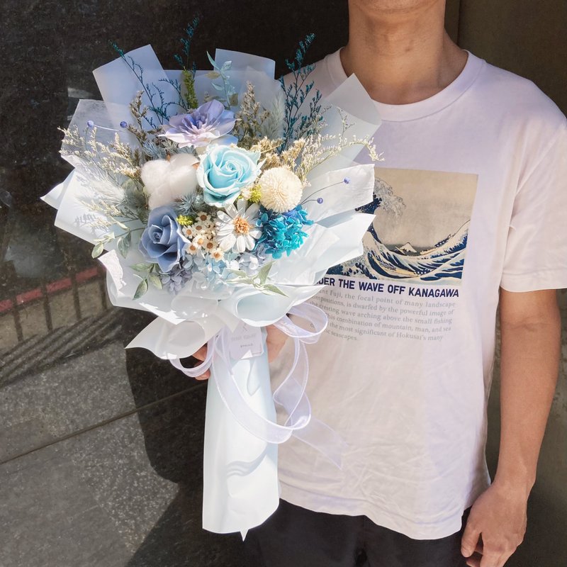 浪漫粉永生玫瑰花束 可定制/母亲节/纪念礼/生日礼物/结婚登 - 干燥花/捧花 - 植物．花 粉红色