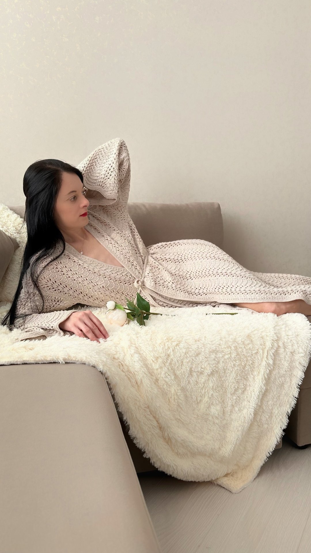 Hand knit cardigan Cotton robe Long cardigan - 女装针织衫/毛衣 - 棉 