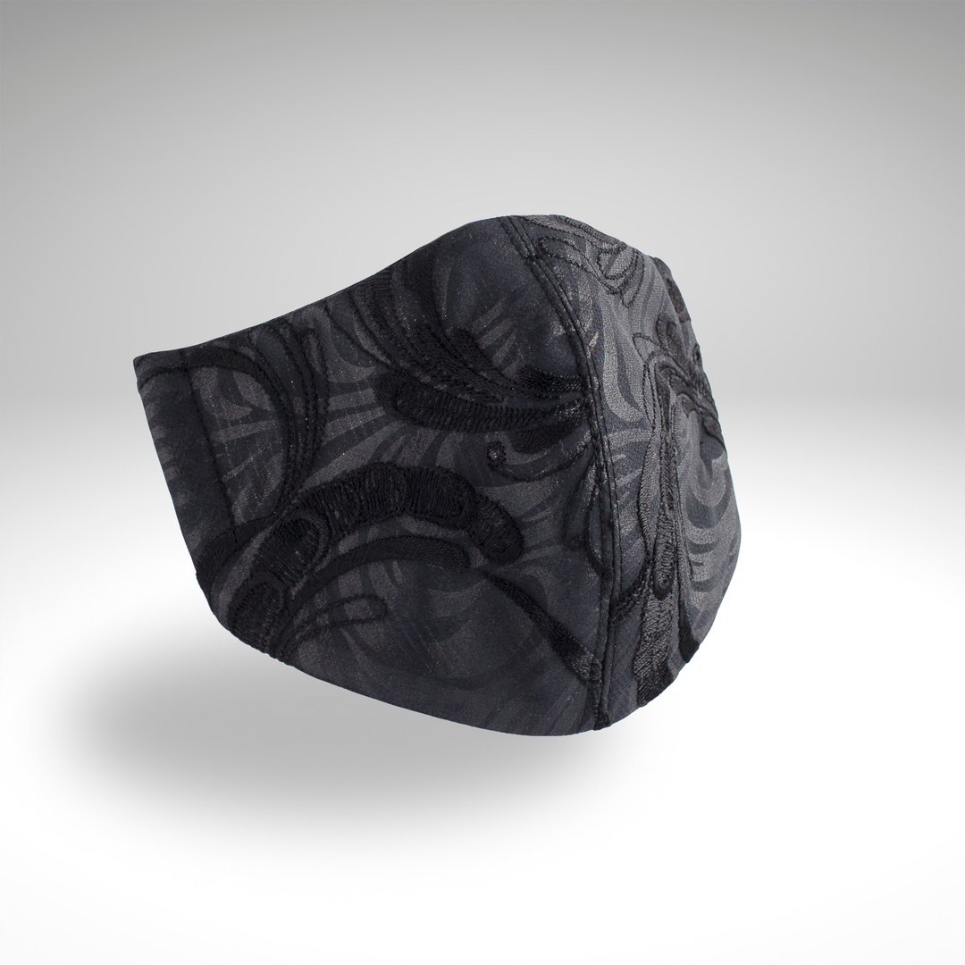 PSNY Doily lace print embroidery black filter mask LD18 - 口罩 - 棉 黑色
