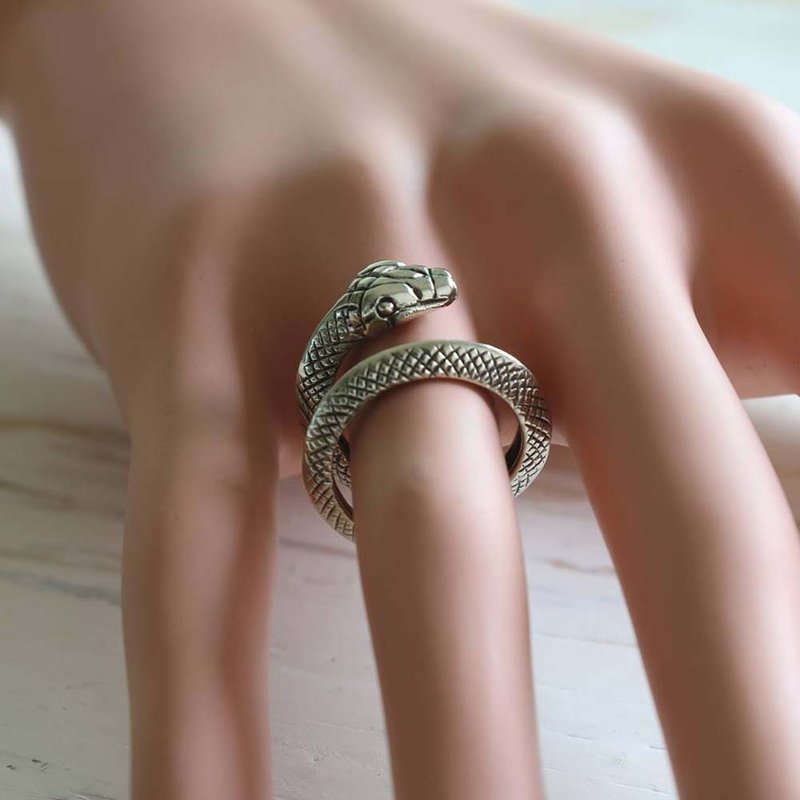 骑自行车的人环银头骨死神死亡镰刀骨雕像骨架万圣节 - 戒指 - 其他金属 银色