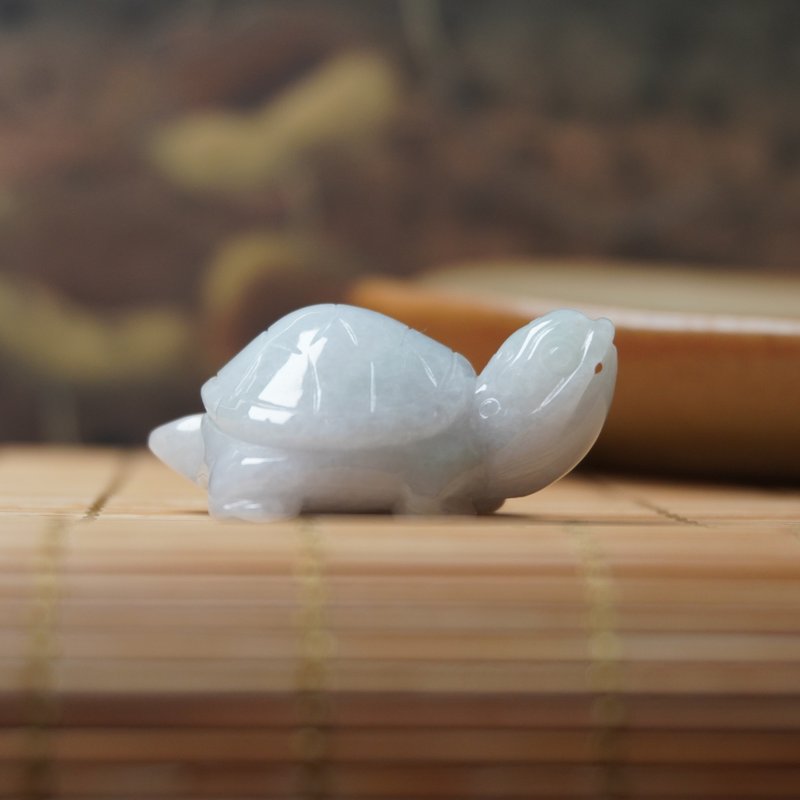 【吉祥·长寿】翡翠乌龟 | 天然缅甸A货翡翠 | 送礼 - 吊饰 - 玉石 白色