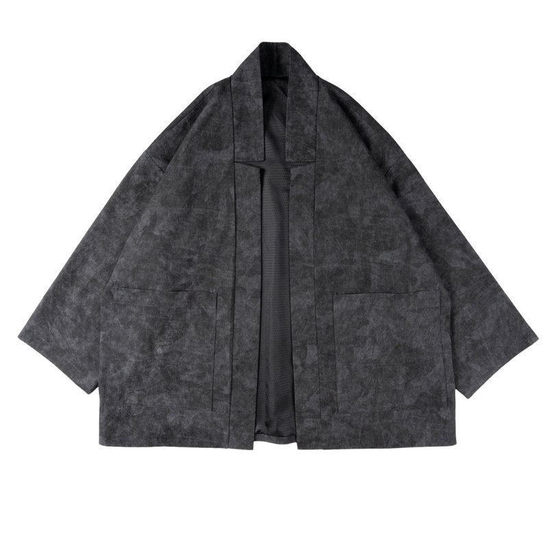 【神海纹 墨湮】原创日系手作改良式羽织夹克外套 - 男装外套 - 棉．麻 