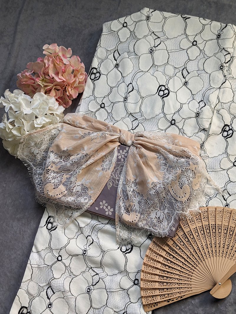 【洋粋youiki】原创和洋风格。帯扬|帯扬げ。浅茶底色/白色蕾丝 - 其他 - 棉．麻 