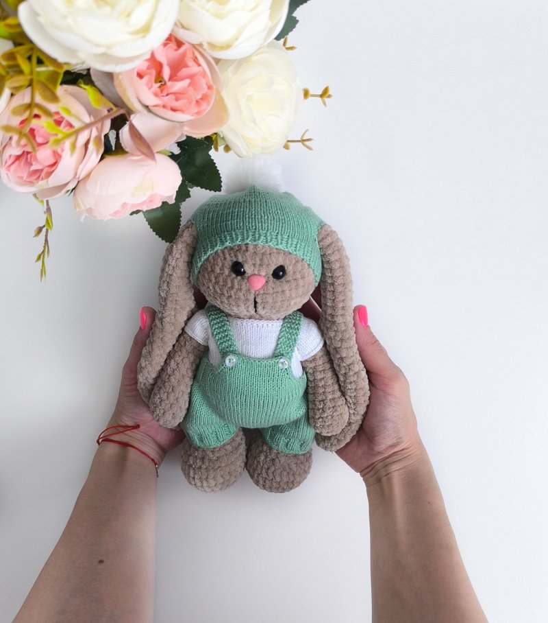 绒毛野兔玩具，绒毛玩具野兔，礼物玩具野兔，手工野兔 - 玩具/玩偶 - 棉．麻 绿色