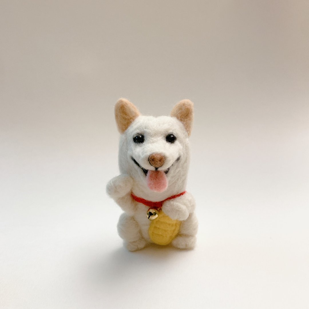 招财猫/狗 (羊毛毡 | 定制化) 高7cm - 摆饰 - 羊毛 多色