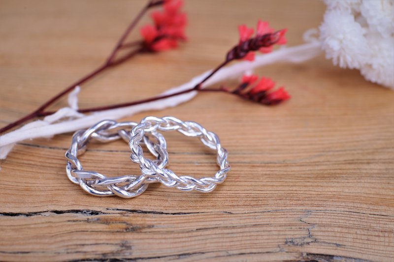 925纯银 爱的缠绕 线编银戒 - 对戒 - 其他金属 银色