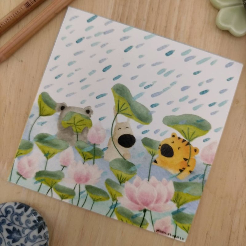 画家路易．康．波（Lui Kajon Bo）在荷花池中的明信片 - 卡片/明信片 - 纸 多色