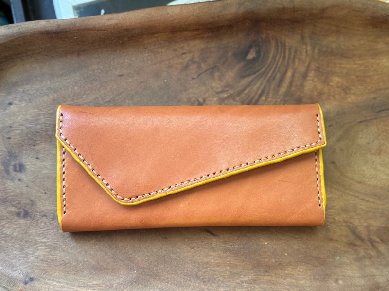 复古运动风 纯牛皮长皮夹 - 皮夹/钱包 - 真皮 金色