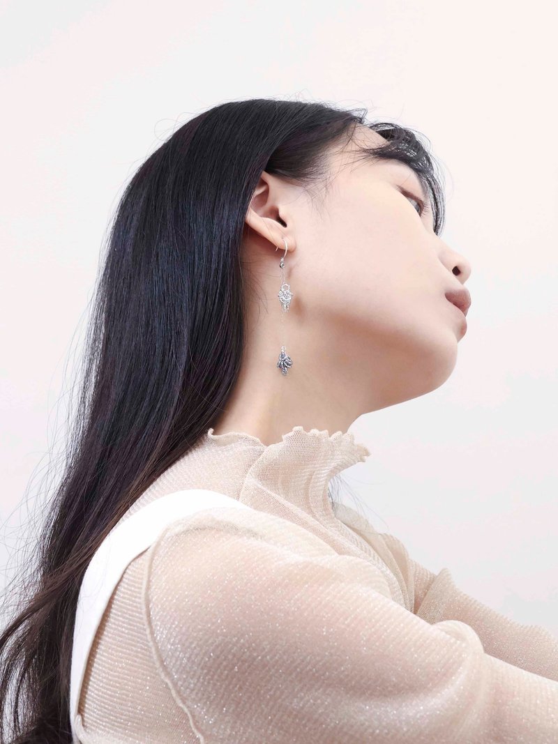 O2 Cityscape -光迹 - 耳环/耳夹 - 银 蓝色