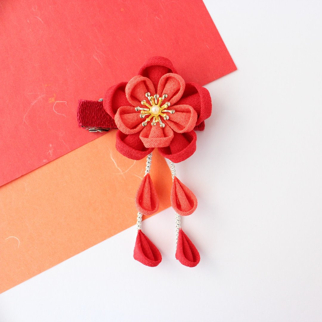 Hair clip flower sun - 发饰 - 丝．绢 红色