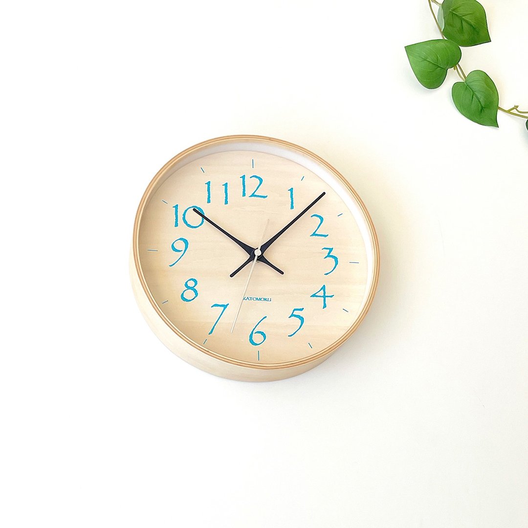 KATOMOKU plywood clock 21 M尺寸 浅蓝色 (km-120LB) 挂钟 日本 - 时钟/闹钟 - 木头 蓝色