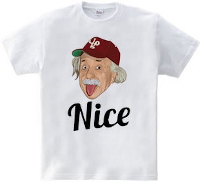 Einstein nice (Heavyweight T-shirt white · gray) - 中性连帽卫衣/T 恤 - 棉．麻 白色