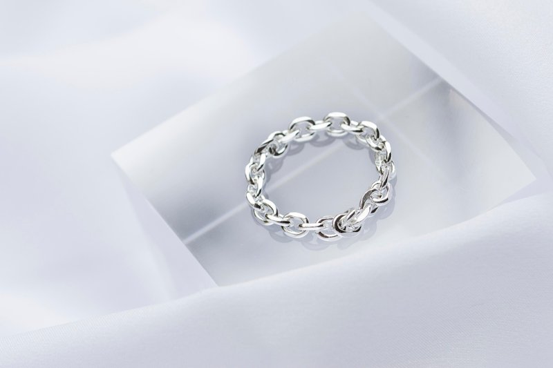 恋戒-锁链款 - 戒指 - 纯银 银色