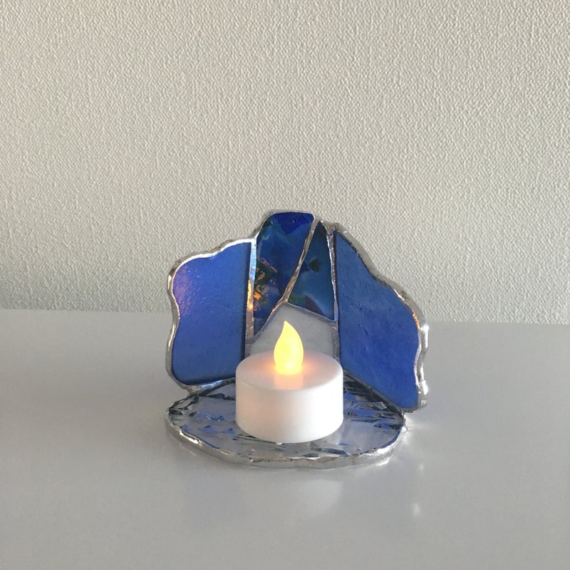 LED Light Holder Candle Night Blue Glass Bay View - 蜡烛/烛台 - 玻璃 蓝色