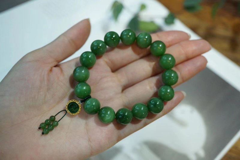 和田 碧玉 凝串。收藏家。生命灵数4 - 手链/手环 - 宝石 