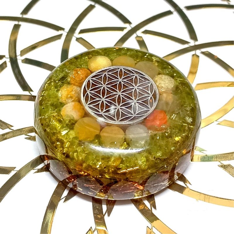 生命之花奥刚随身盘 | 黄水晶琥珀橄榄石金丝玉 | 成功与丰盛 - 其他 - 水晶 多色