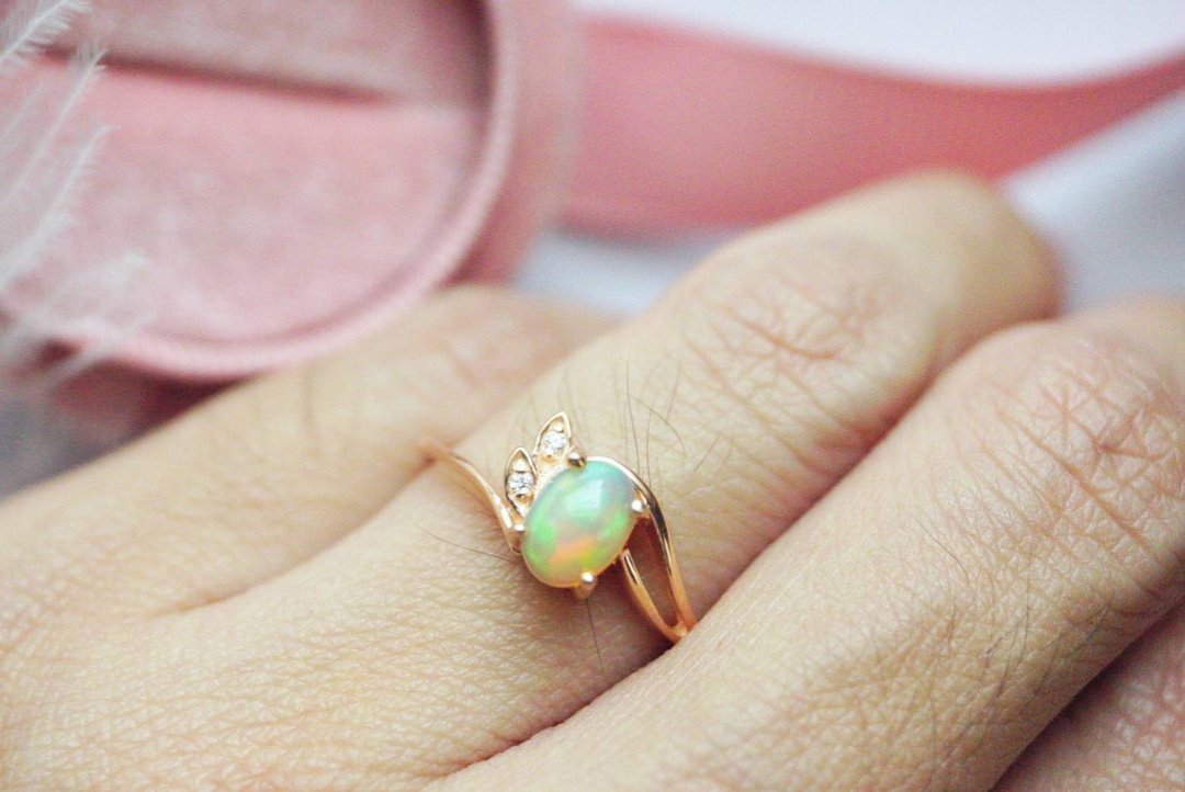 Natural Opal Silver Ring - 戒指 - 纯银 多色