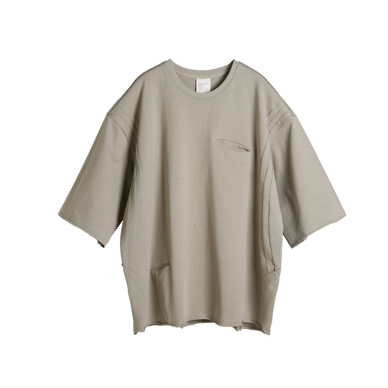 Double Pockets Tee - 男装上衣/T 恤 - 棉．麻 卡其色