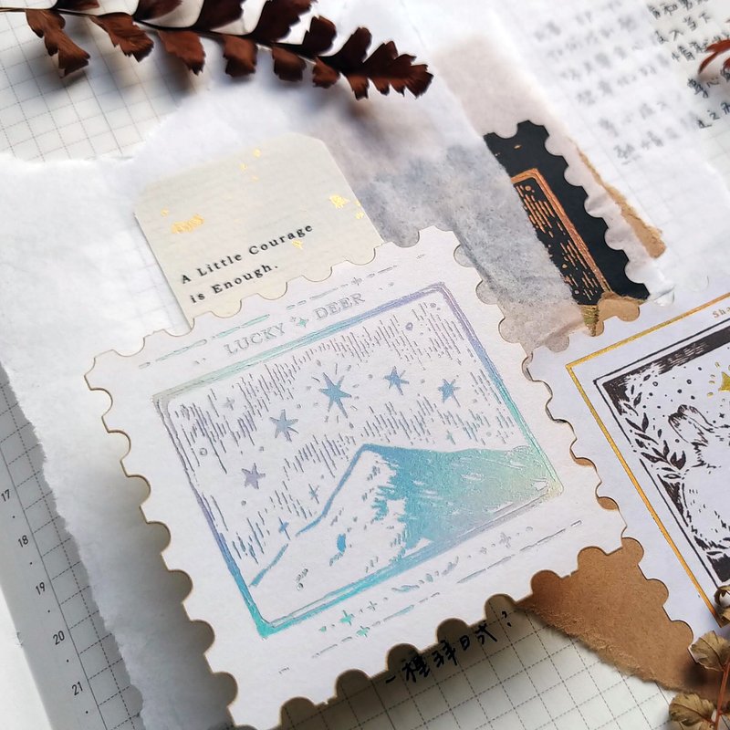 烫金邮票贴纸包 - 星&山 - 贴纸 - 纸 白色