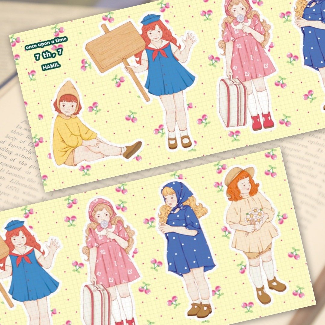 once upon a time 7 ver7 (hamil) 复古少女仕女人物贴纸 - 贴纸 - 纸 多色