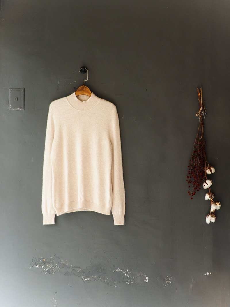 河水山 - 滋贺浅杏奶茶轻拂秋风 古董喀什米尔羊绒上衣 古着 毛衣 cashmere vintage oversize - 女装针织衫/毛衣 - 羊毛 卡其色